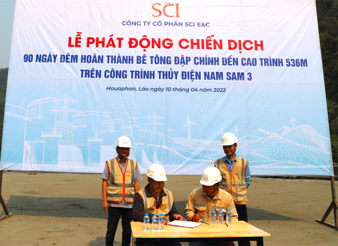 SCI E&C launched the 90 day and night campaign on construction of Nam Sam 3 Hydroelectric Project