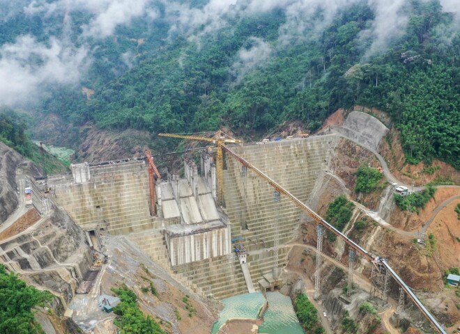 SCI hoàn thành thi công bê tông đầm lăn (RCC) tại dự án Thủy điện Nam Sam 3